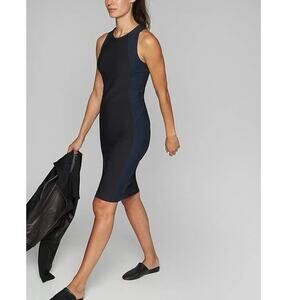 ATHLETA Stellar En Route Dress Women's Size Small Blue Black Travel Work Stretch